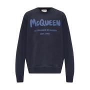 Sweatshirt met logo Alexander McQueen , Blue , Heren