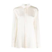 Elegante Zijden Overhemd met Studs Saint Laurent , White , Dames