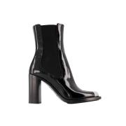 Zwarte leren hoge hak laarzen Alexander McQueen , Black , Dames