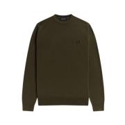 Klassieke Crew Neck Jumper in Army Green Fred Perry , Green , Heren