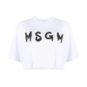 01 T-Shirt, Klassiek Model Msgm , White , Dames