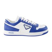 Geperforeerde Leren Sneakers Prada , Blue , Heren