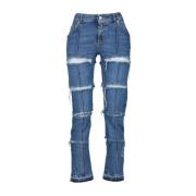 Versleten Slim-fit Denim Jeans Alexander McQueen , Blue , Dames