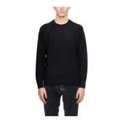 Wollen Crewneck Trui Paolo Pecora , Black , Heren