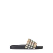 Vintage Check Slides Burberry , Beige , Dames