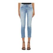 Rose Cropped Denim Jeans Dondup , Blue , Dames