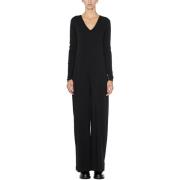 Katoenen V-Hals Jumpsuit Thom Krom , Black , Dames