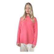 Bicolor Crewneck Sweaters Clips , Pink , Dames