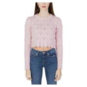 Gebreide Crop Sweater voor dames Only , Pink , Dames