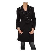 Korte Zwarte Trenchcoat Twinset , Black , Dames