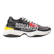 Italiaanse Leren Sneakers Dsquared2 , Black , Heren