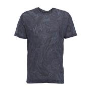 Italiaanse Paisley Crew Neck T-shirt Etro , Blue , Heren