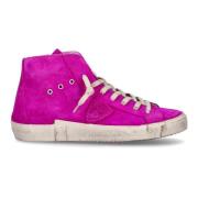 Fuchsia Suede Prsx High Sneakers Philippe Model , Pink , Dames