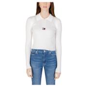 Halve Rits Trui van Gerecycled Polyester Tommy Jeans , White , Dames