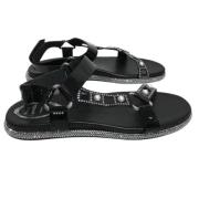 Pre-owned Leather sandals René Caovilla Pre-owned , Black , Dames