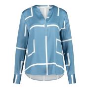 Zijden blouse met geometrisch ontwerp Herzen's Angelegenheit , Blue , ...