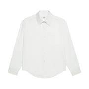 Classic Wit Overhemd met Geborduurd Logo Ami Paris , White , Heren