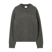 Grijze Sweater met Logo Print Burberry , Gray , Dames