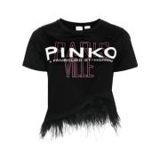 Zwarte T-shirts en Polos Pinko , Black , Dames