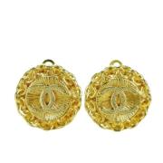 Pre-owned Metal earrings Chanel Vintage , Yellow , Dames