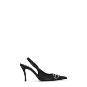 Zwarte Leren Slingback met Hak Diesel , Black , Dames