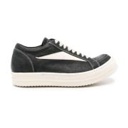 Vintage Zwarte en Witte Leren Sneakers Rick Owens , Black , Dames