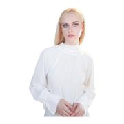 Zijden Blouse met Mock Neck en Flounce Hem Beatrice .b , White , Dames