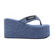 Denim Logo Patch Sandalen Coperni , Blue , Dames