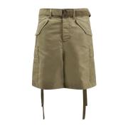 Nylon Bermuda Shorts met Metalen Gesp Sacai , Green , Heren
