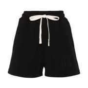 Logo Katoenen Shorts Palm Angels , Black , Dames