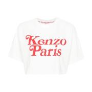 Witte T-shirts en Polos met Kenzo Paris Logo Kenzo , White , Dames