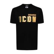 Zwart Logo T-shirt met Crew Neck Dsquared2 , Black , Heren