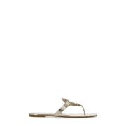 Gouden Leren Sandalen met Logo Tory Burch , Yellow , Dames