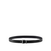 Iconische Monogram Leren Riem Saint Laurent , Black , Heren