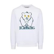 Sweatshirt met cartoonbeer Iceberg , White , Heren