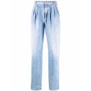 High-waisted boxy jeans met plooien Dsquared2 , Blue , Dames