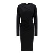 Viscose Lange Mouw Gedrapeerde Jurk Khaite , Black , Dames