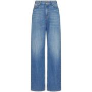 Blauwe Jeans met V Gouden Detail Valentino Garavani , Blue , Dames
