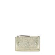 Gouden Metallic Leren Kaarthouder Tory Burch , Beige , Dames