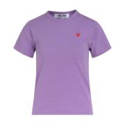 Paarse Katoenen T-Shirt met Geborduurd Mini Hart Comme des Garçons Pla...