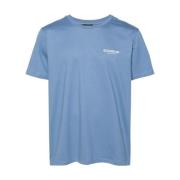 Lichtblauwe Logo Print T-shirts en Polos Dondup , Blue , Heren