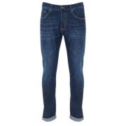 Icon Denim Stretch Jeans in Donkerblauw Dondup , Blue , Heren