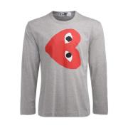 Grijze T-Shirt met Omgekeerd Hart Comme des Garçons Play , Gray , Here...