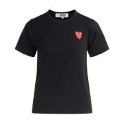 Zwart T-shirt met overlappende harten voor dames Comme des Garçons Pla...