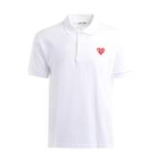 Witte Polo Shirt met Rood Hart Logo Comme des Garçons Play , White , H...