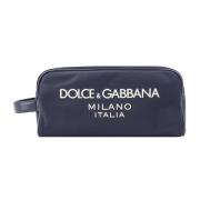 Blauwe Beauty Case met Rits Dolce & Gabbana , Blue , Heren