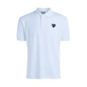 Witte Polo Shirt met Zwart Hart Comme des Garçons Play , White , Heren