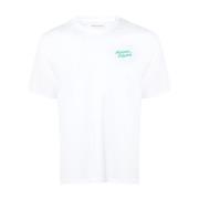 Wit Katoenen T-Shirt met Voorlogo Maison Kitsuné , White , Heren