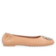 Beige Leren Claire Ballerina Tory Burch , Beige , Dames