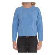 Kabelgebreide Raglanmouw Pullover Max Mara Weekend , Blue , Dames